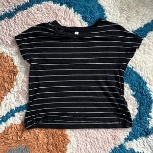 Size Medium BLACK W/WHITE STRIPE CROP